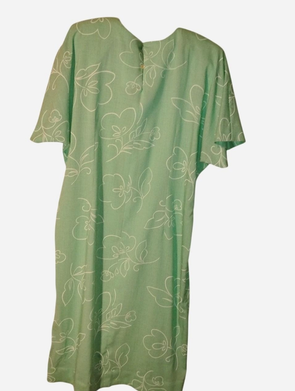 Vtg 60s 70s Mint Floral Short Sleeve Shift Dress 2XL 50" Bust - Picture 6 of 6